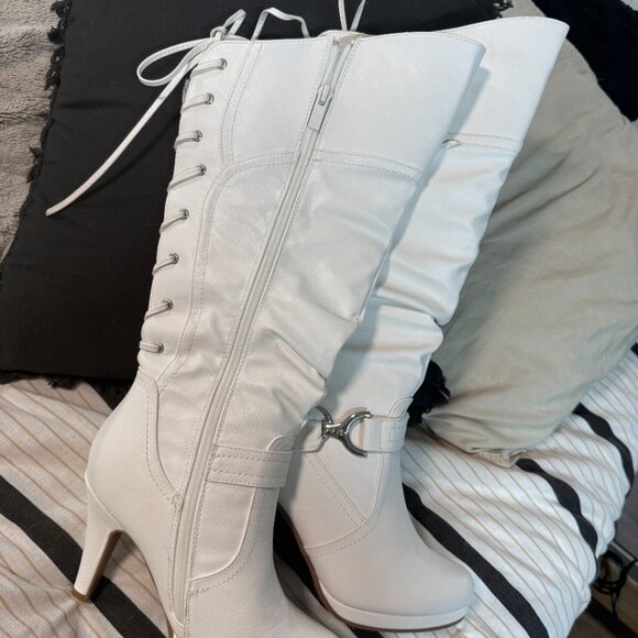 White Heeled Boots - Picture 2 of 2